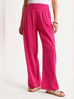 Abercrombie and Fitch Linen High Rise Sloan Pants Pink Small Short